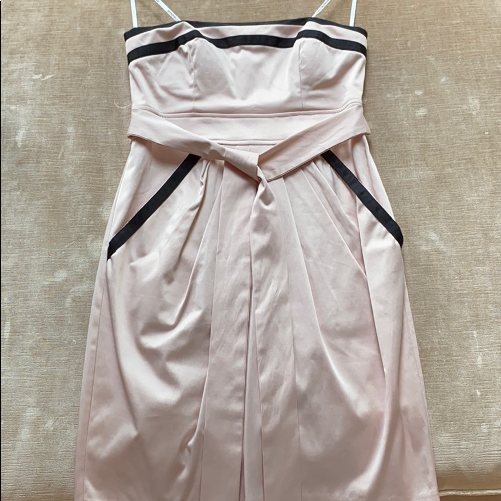 Pale pink strapless dress with pockets